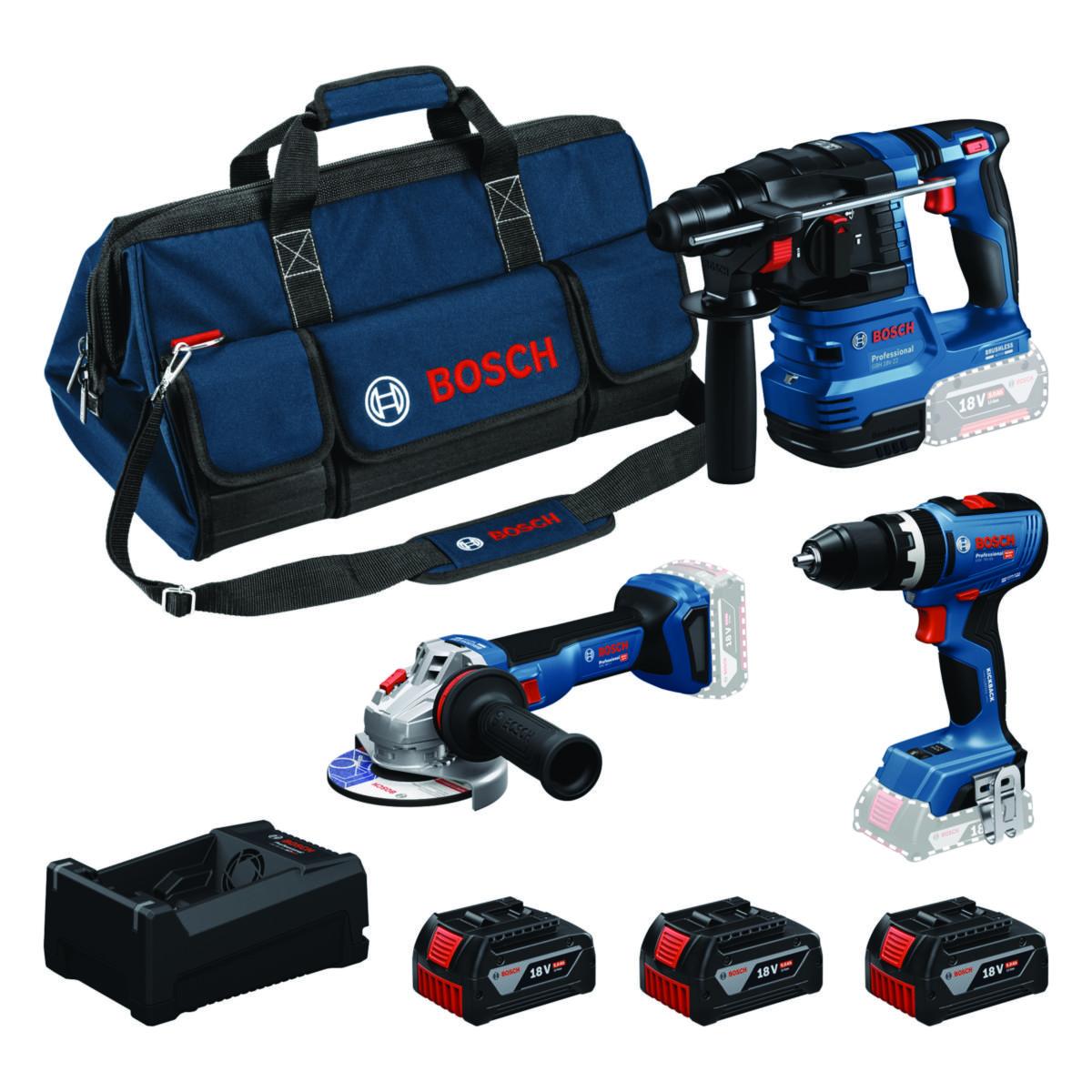 Kombikit Bosch 18 V GSB/GWS/GBH 3x5,0 Ah - KOMBIKIT BOSCH 18 V 3X5,0 AH GSB18V-65, GWS18V-11,GBH18V-22