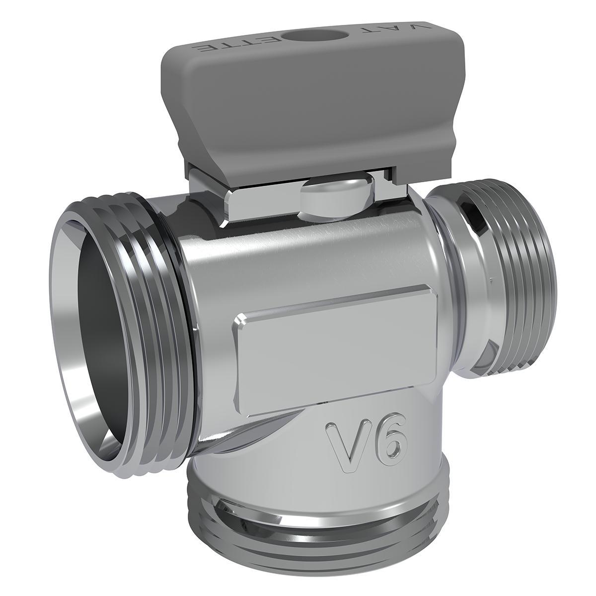 Kulventiler Vatette, förkromad V6 kort - 22X22X15 VATETTE T-KULVENTIL V6 KORT, FÖR 60C/C