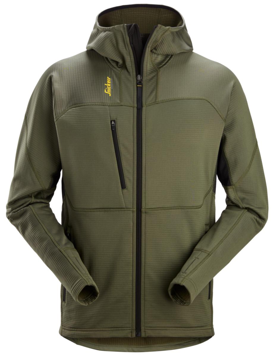 Huvtröja Snickers 9420 - HUVTRÖJA SNICKERS 9420-3104 KHAKIGRÖN/SVART HELZIP STL M