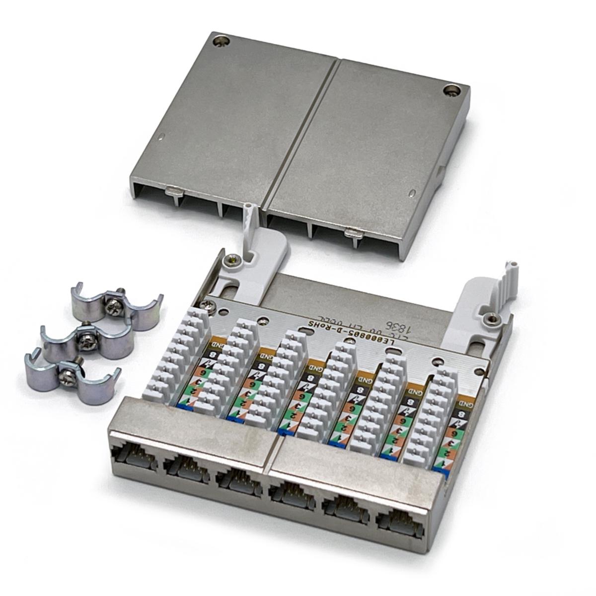 Kassett 6xRJ45 C6A, Eurolan - RJ45 6XC6A STP KASSETT 27C-00-EA-06BL