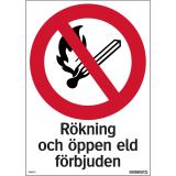 Förbudsskyltar "Rökning och eld"