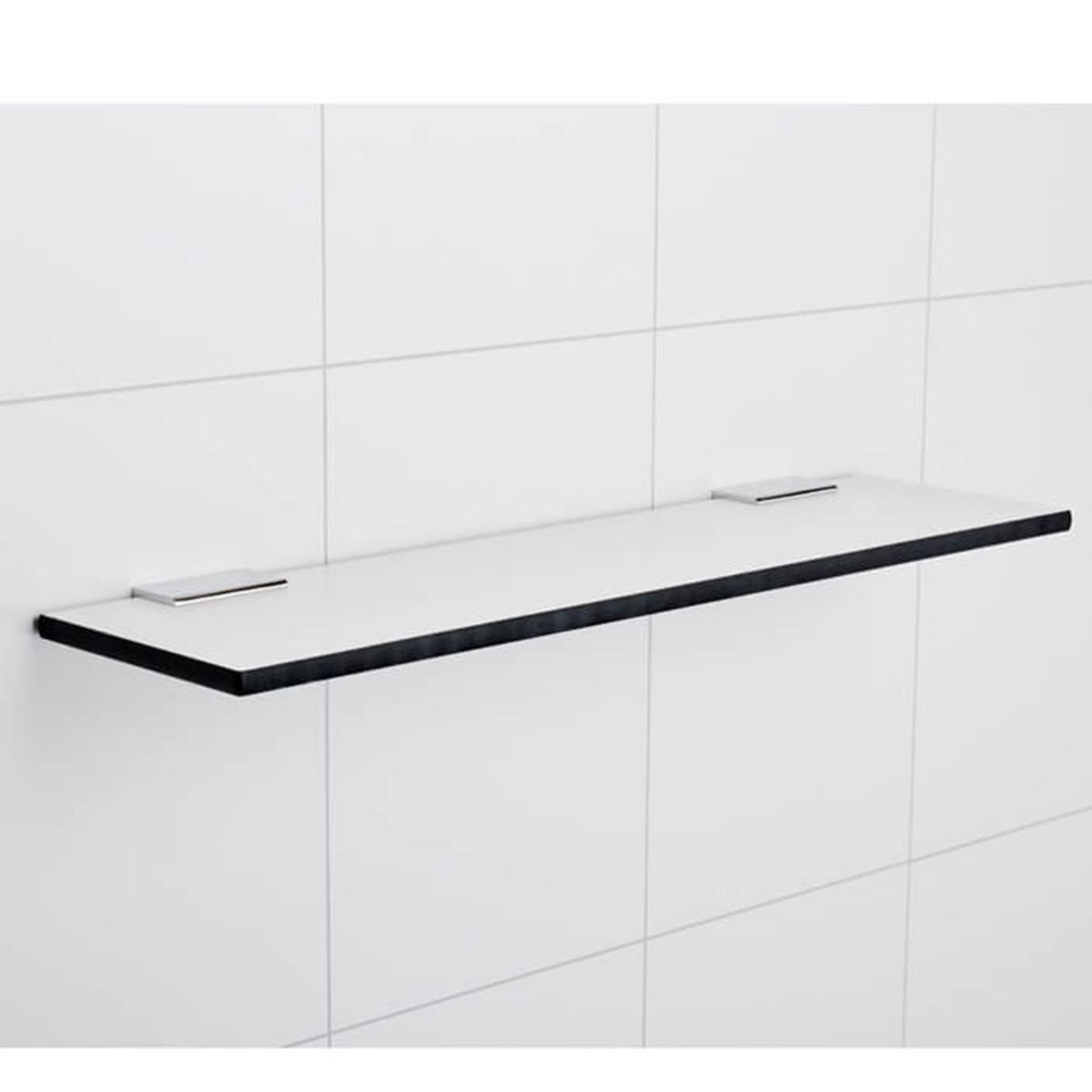 Badrumshylla kompaktlaminat - BADRUMSHYLLA KPAKT LAM SV KANT 300X130X10 KOMPL. 2 KLÄMFÄSTE