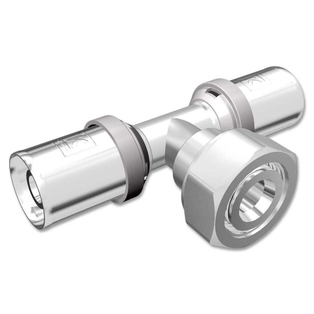 T-connector PressPex with rotating nut, LK - T-WITH LOOSE NUT AX20 X3/4"XAX LK PRESSPEX