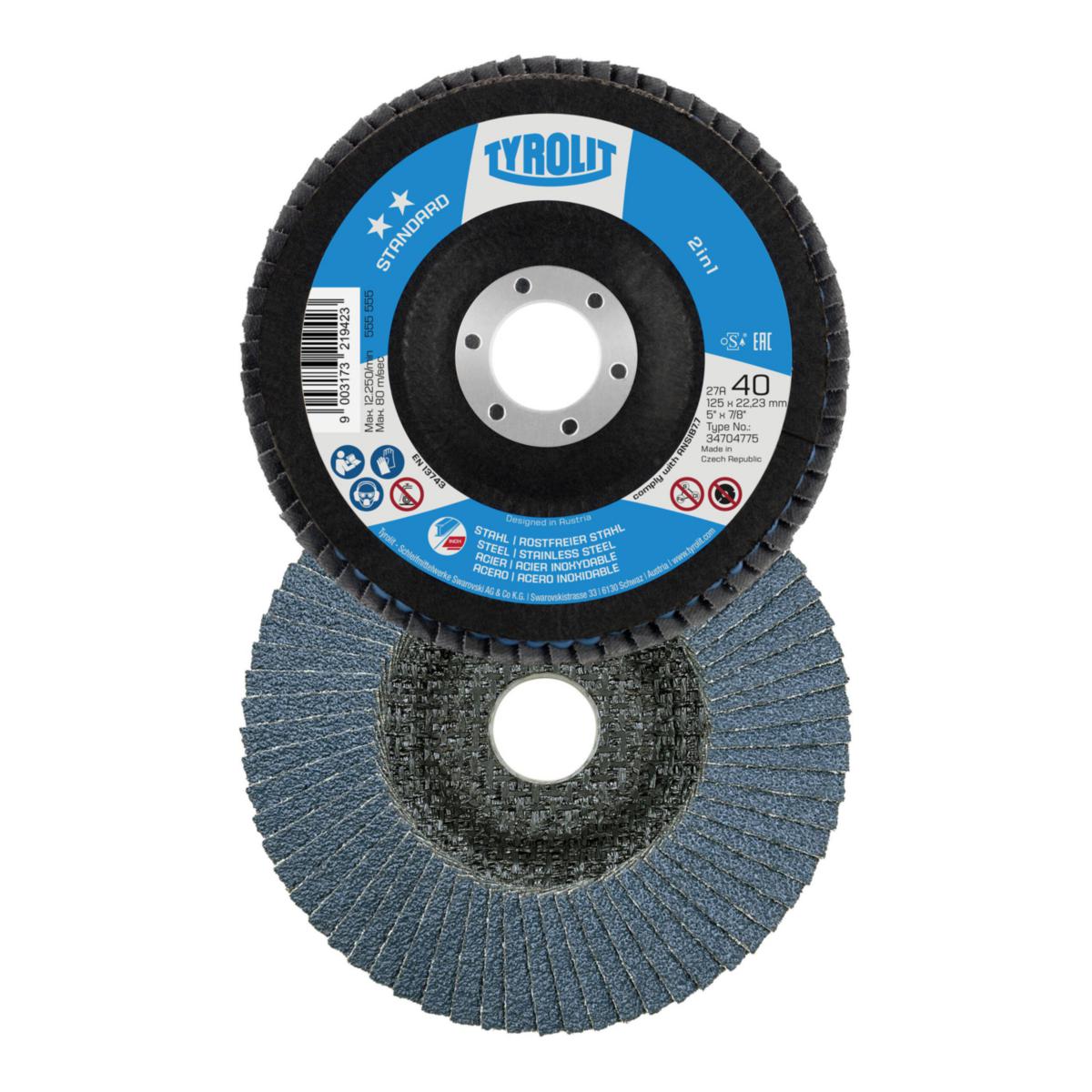 Lamellrondell Tyrolit Standard 2in1 Vinklad - LAMELLRONDELL TYROLIT KONISK STANDARD 125MM K60 2IN1