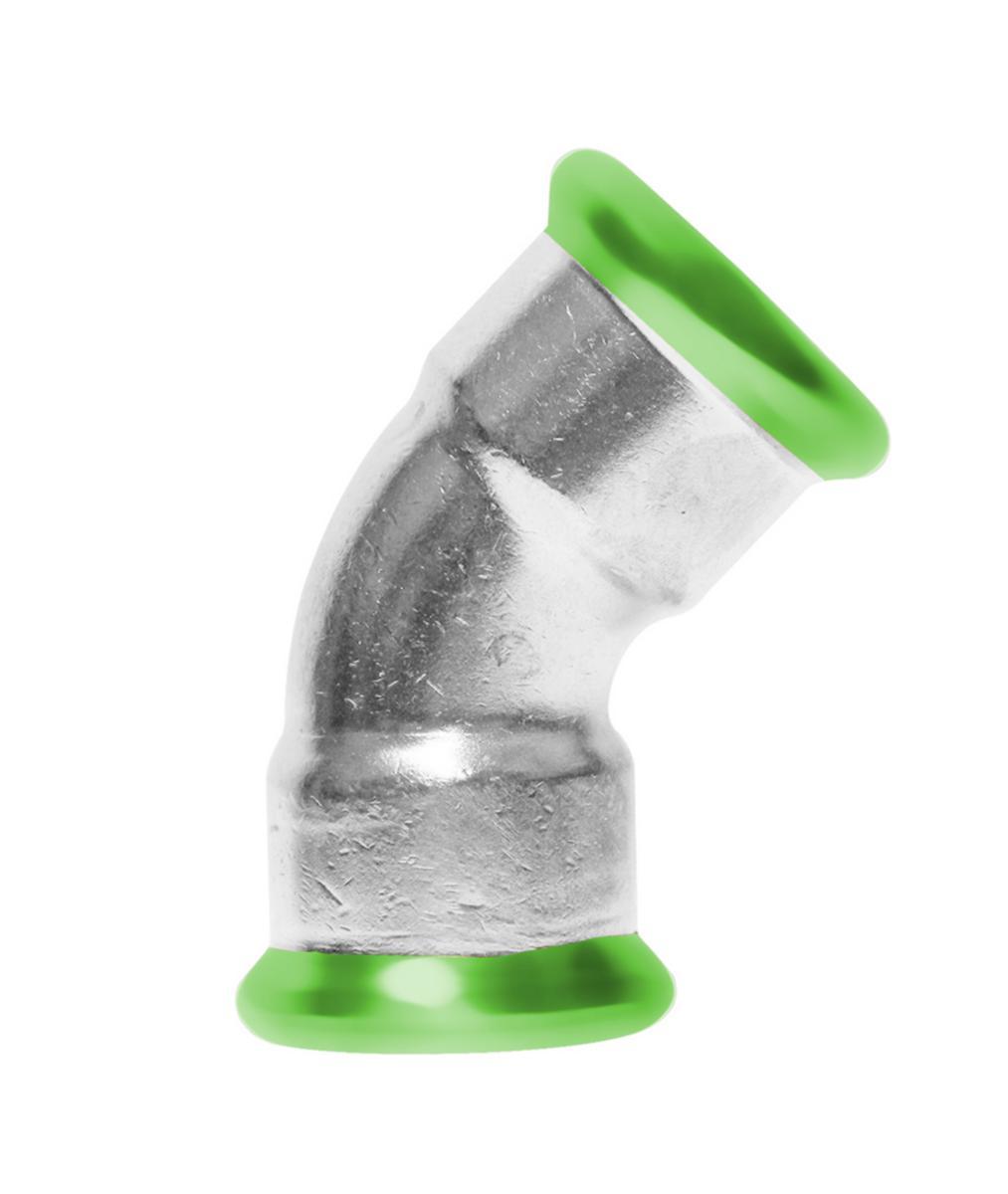 Bend 45° with 2 sockets A-press, type M chrome-plated, a-collection - 12 A-PRESS CU CHR. ELBOW 45GR TYPE M 2 COUPL.