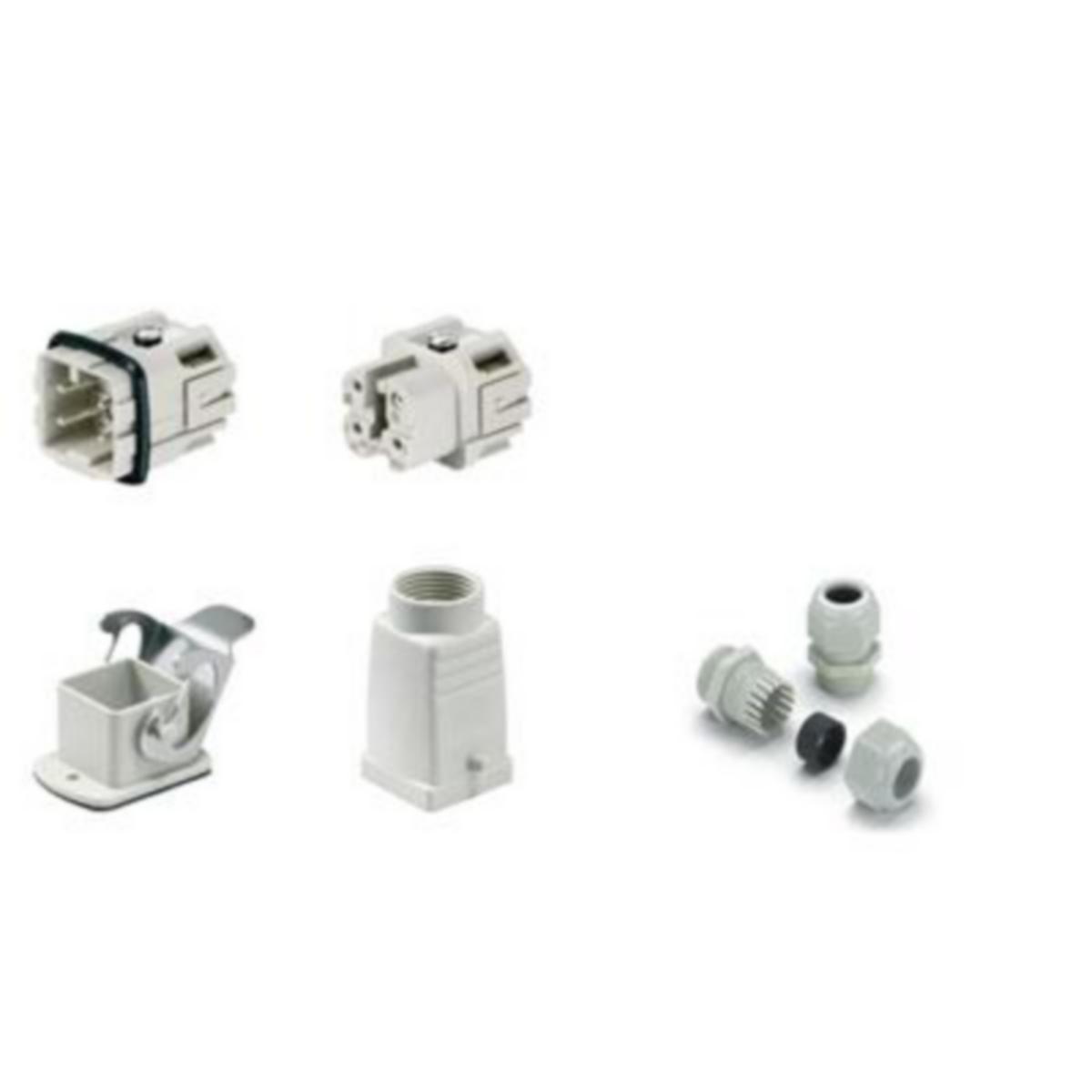 HDC-KIT-HA, 3 pol, 250V, 10A, Storlek 1 - INSATS HDC-KIT-HA 3P RAK PLAST
