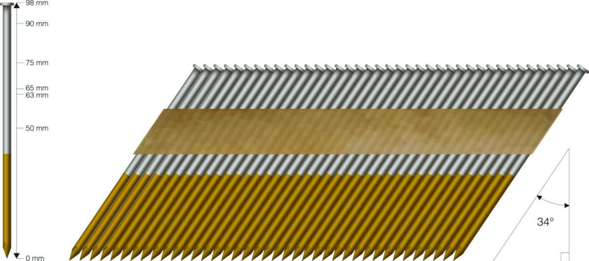 Rakbandad spik 34° varmförzinkad - SPIK HIKOKI 28/75 34GR VGRCC D-KLIPPT RING 2,8X75MM 2000ST