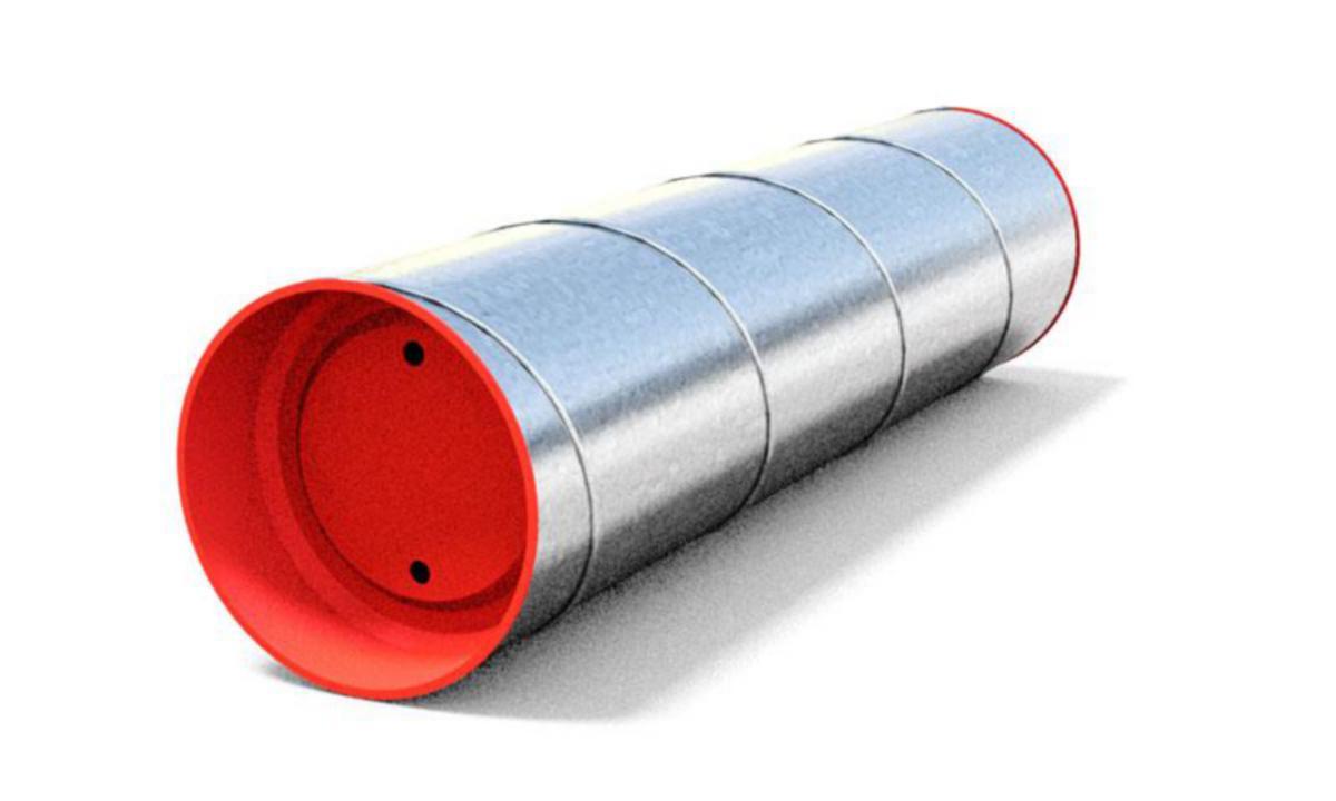 Rör HR, 2,4 m, lockade, spiralfalsat, Grönt Stål, Hallströms - KANAL HR 100 2,4M LO GRÖNT STÅL HALLSTRÖMS