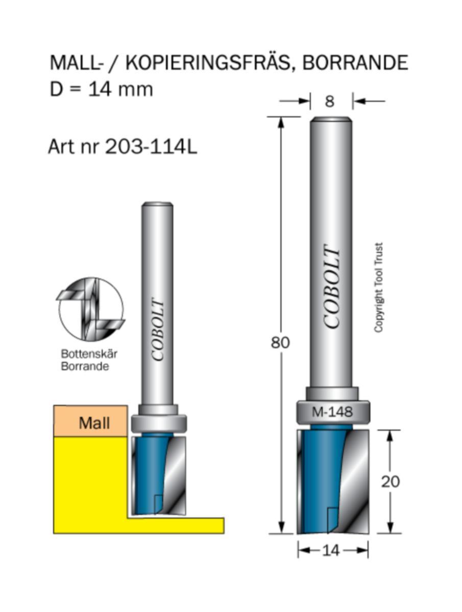Mallfräs Cobolt HM - MALLFRÄS HM COBOLT D14 L20 TL80 S8 LAGER M148