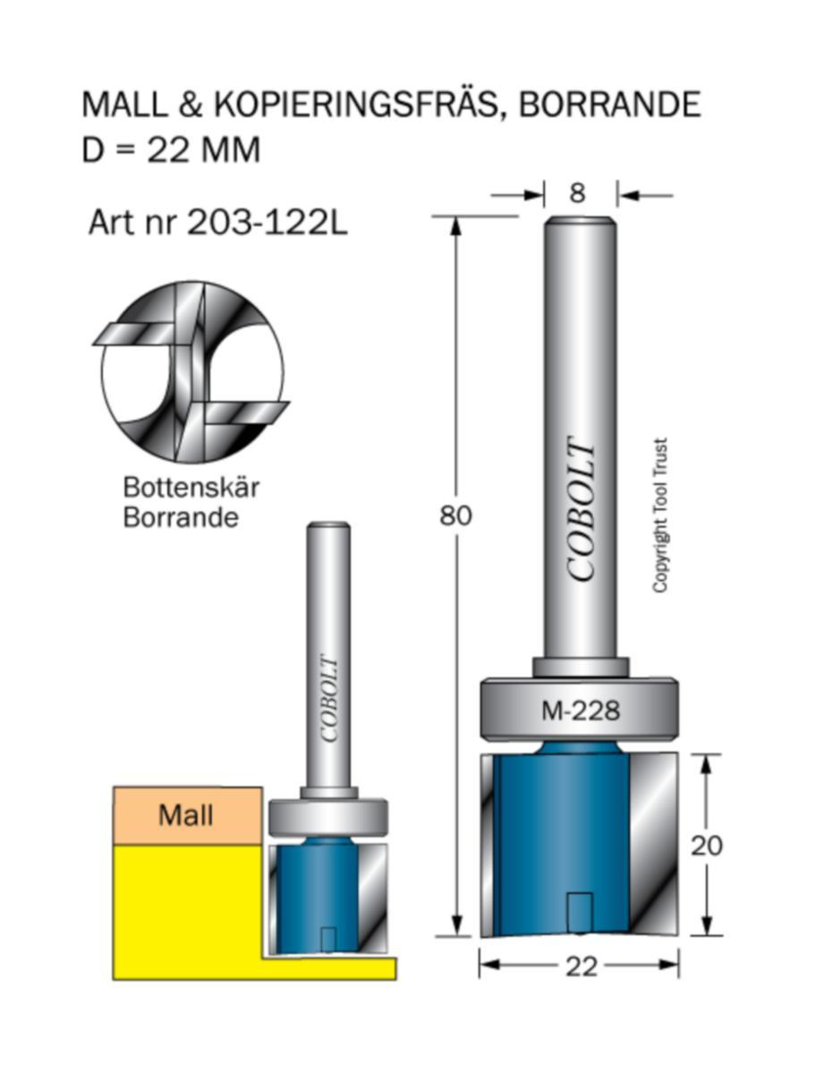 Mallfräs Cobolt HM - MALLFRÄS HM COBOLT D22 L20 TL80 S8 LAGER M228