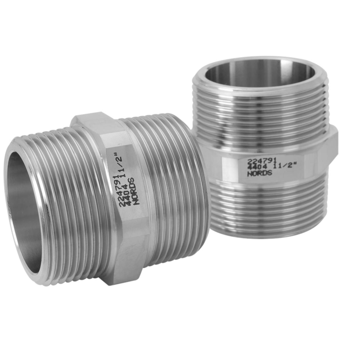 Nippel 6-kant rostfria, R-207, EN 1.4404 - 20 6-KANTNIPPEL 316/316L CERT