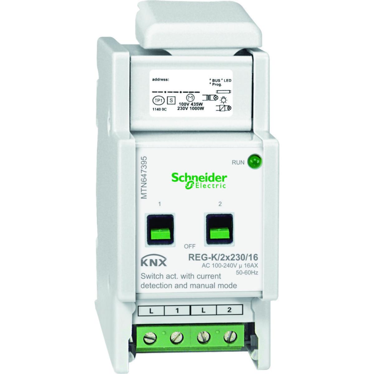 Brytaktor 16A Standard med strömdetektering Schneider - BRYTAKTOR 2X230/16 HANDM DIN KNX