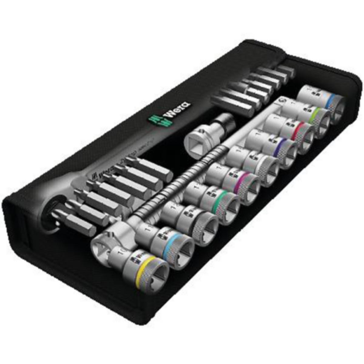 Socket Wrench Set Wera 8100 SC 8 Zyklop - SOCKET SET WERA 8100 SC 8 ZYKLOP 1/2" 28PCS