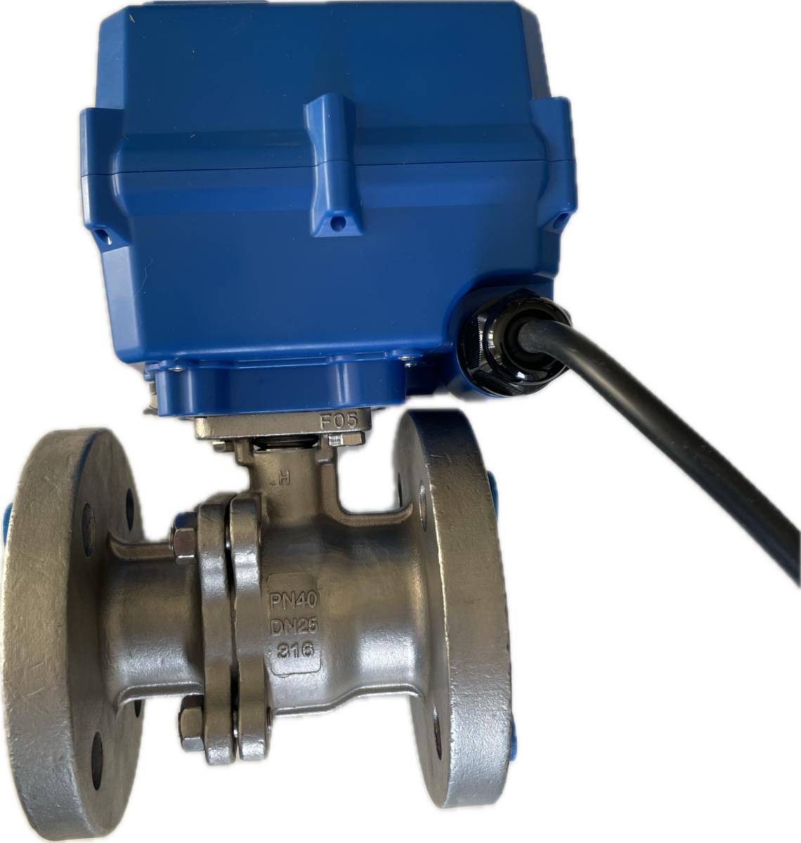 Elektrisk 2-delad kulventil i rostfritt utförande Typ PA190 Flänsad - KULVENTIL PA190 DN100 FL PN16 CF8M/PTFE TCR11 230V