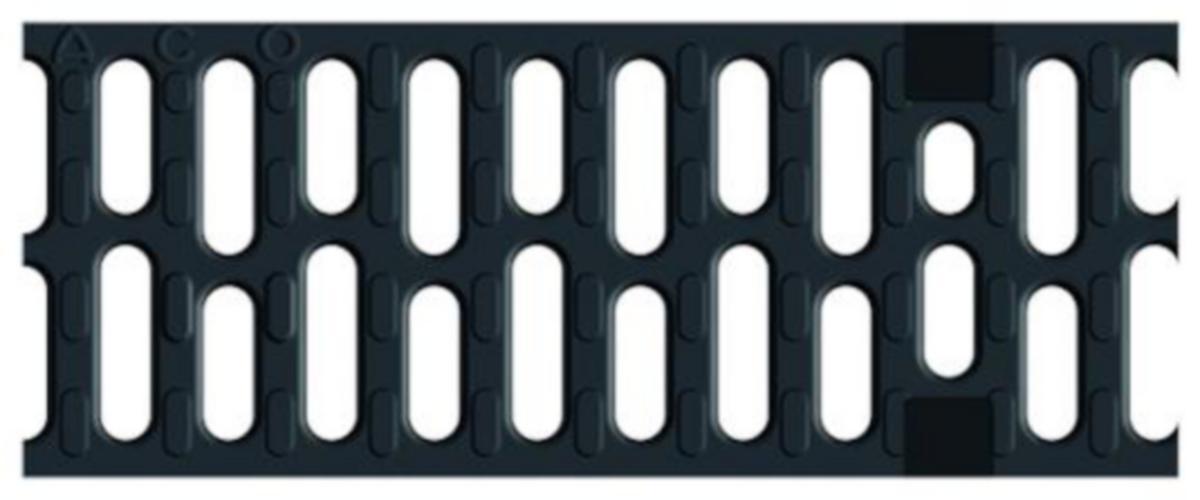 V100S ACO Multiline Seal In grating, ductile - V100 SLOTTED GRATE D-IRON E600 0.5M ACO DRAIN MULTILINE