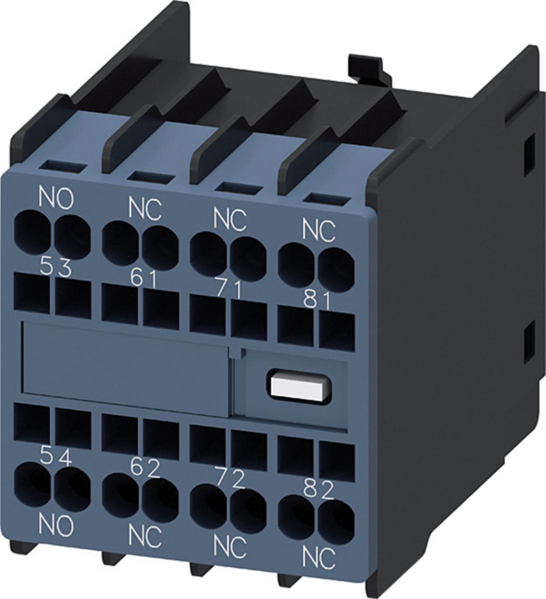 Hjälpkontaktblock frontmonterad enligt DIN EN 50 011, S00 3RH2 - HJKONTBL-FRO 1NO+3NC F.RELÄKON 3RH2911-2GA13