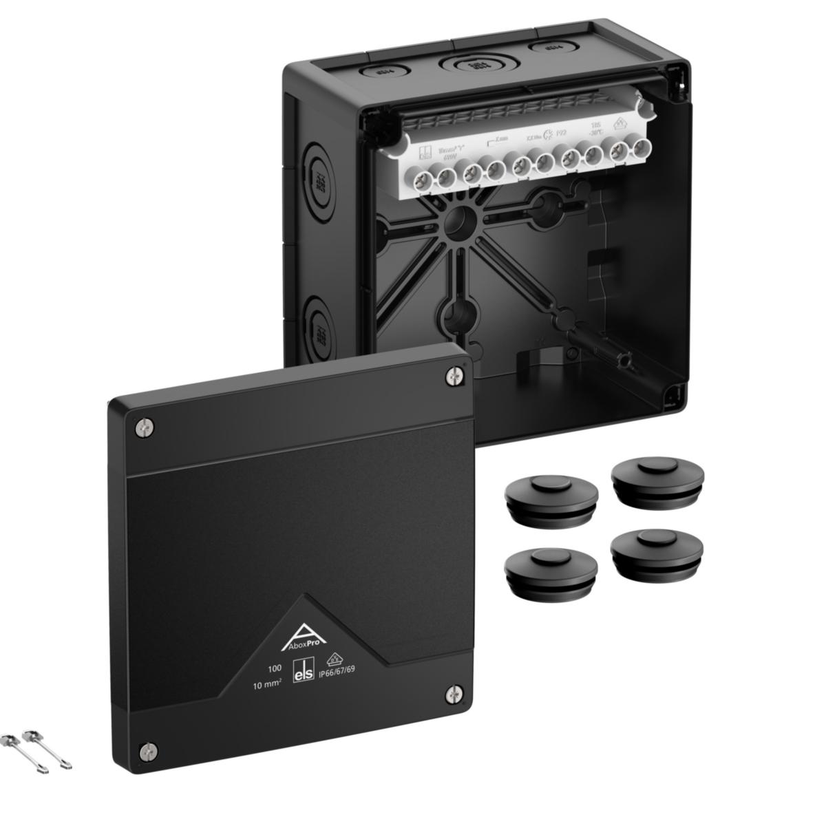 Junction box A-Box PRO Black With Terminal - Abox Pro 100-10²/sw