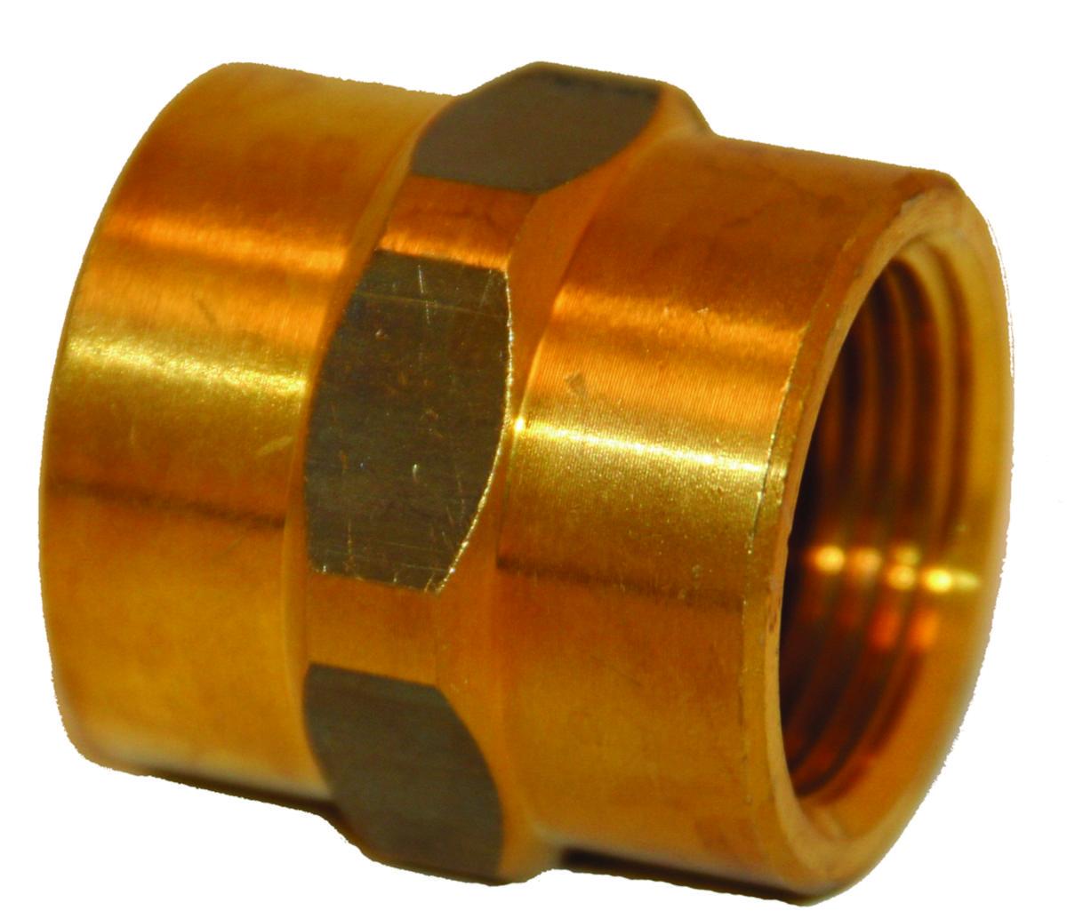 Muff, invändig gänga - G25 METALL-MUFF INV GG GUL, MED NYCKELTAG, EZZE