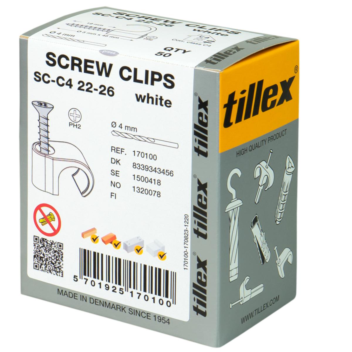 Skruvklammer SC PH2 vit - SKRUVCLIPS SC 22-26 VIT PH2 SC-C4 22-26 W