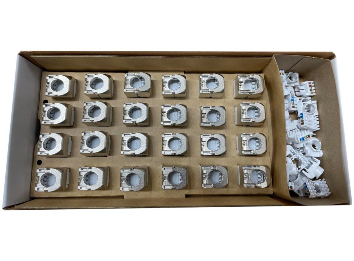 Keystoneuttag Cat6A UTP Toolless Dammlucka - JACK C6A UTP MED DAMML 24-P 16B-UA-09SL-WT-24