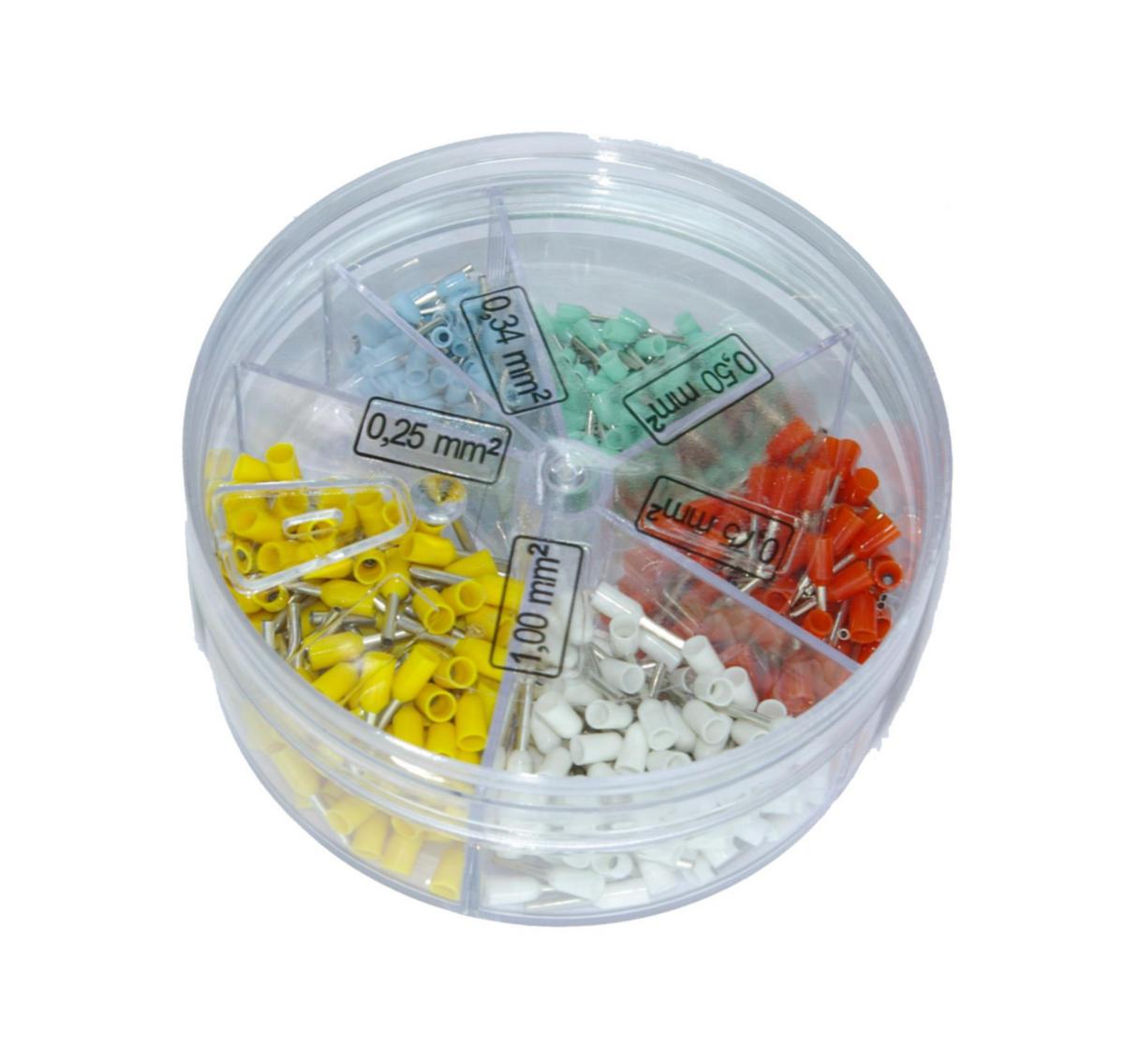 Ändhylsesortiment, isolerade, 0.25-1.0 mm² - ÄNDHYLSESATS 0.25-1MM² ISOLERAD ST 3 B