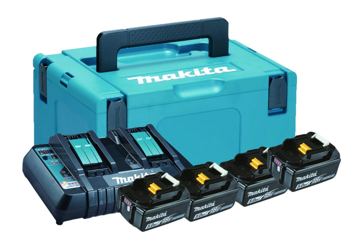 Batterikit Makita 18 V 4x5.0 Ah - BATTERIKIT MAKITA 18V 4X5.0AH 2-PORT LADD.MAKPAC