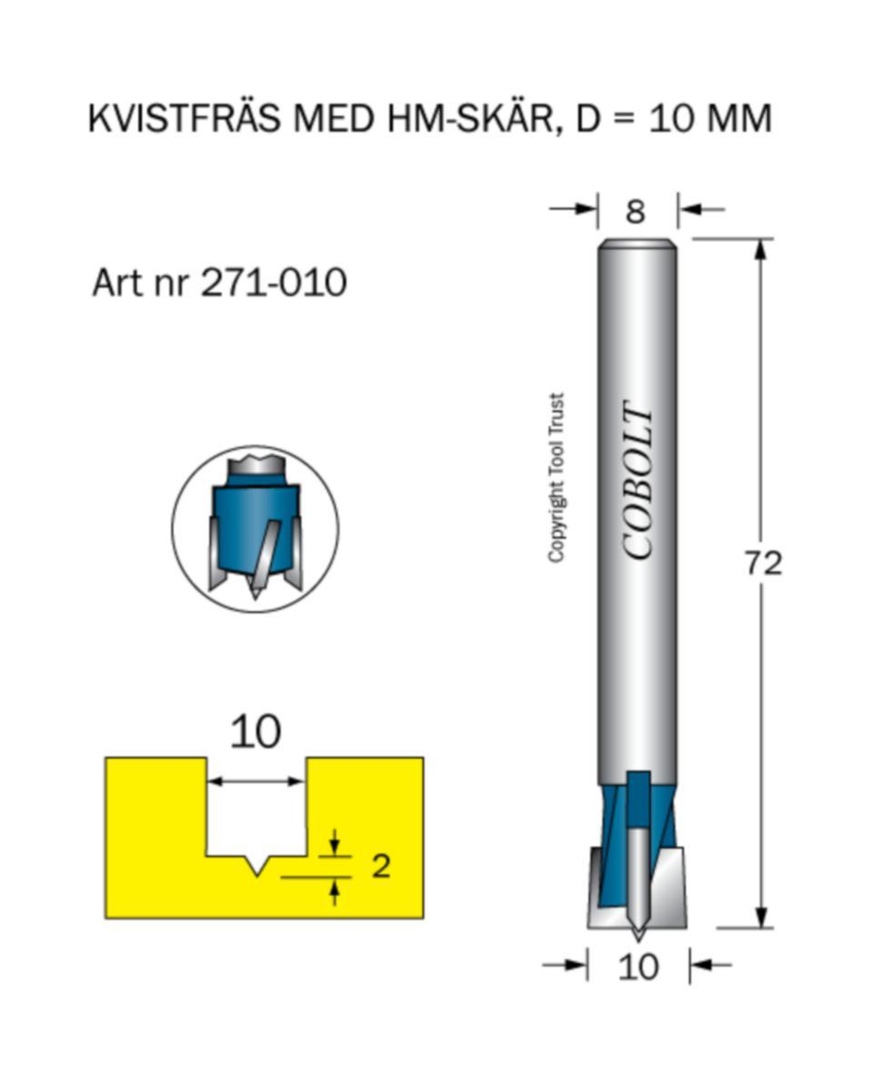 Kvistfräs Cobolt HM - KVISTFRÄS HM COBOLT D10 TL72 S8
