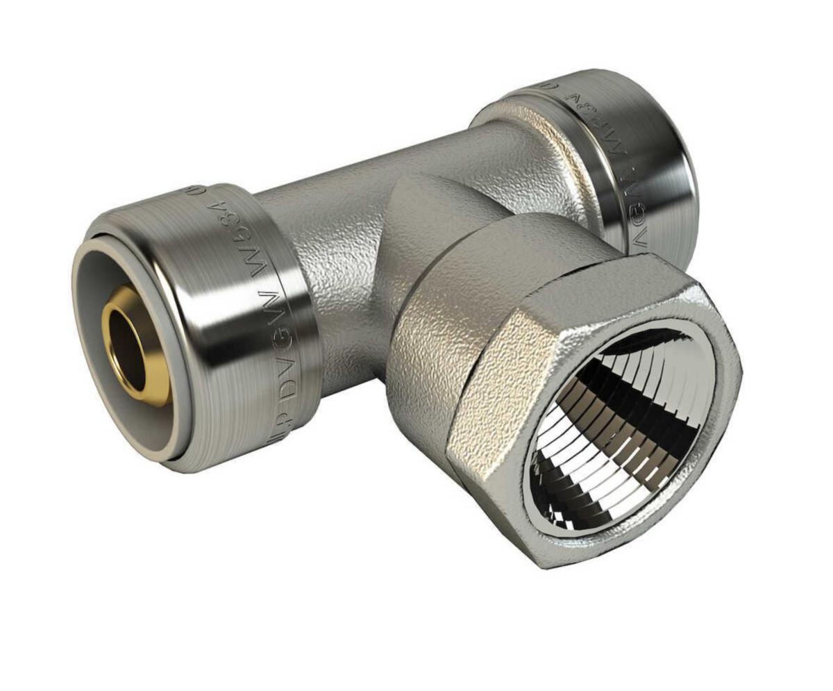 T-koppling PushFit inv gg krom, LK - LK PUSHFIT T-KOPPLING AX25XG20XAX25 INV GG