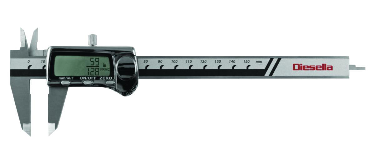 Skjutmått Diesella digitalt m brökfunktion - DIGITAL SKJUTMÅTT 0-150X0.01MM MM M/BRÖK + SKÄNKELLÄNGD 40MM