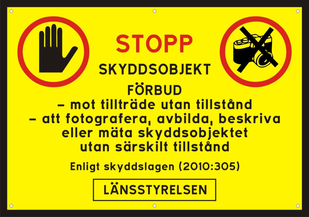 Sign plates warning protected object - SIGN IN SWEDISH