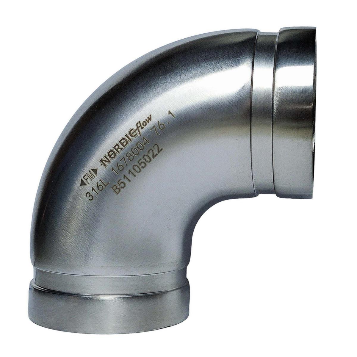 Grooved elbow 90º, Stainless Steel, a-collection - GROOVED SS 90º ELBOW DN100 316L-114.3 MM
