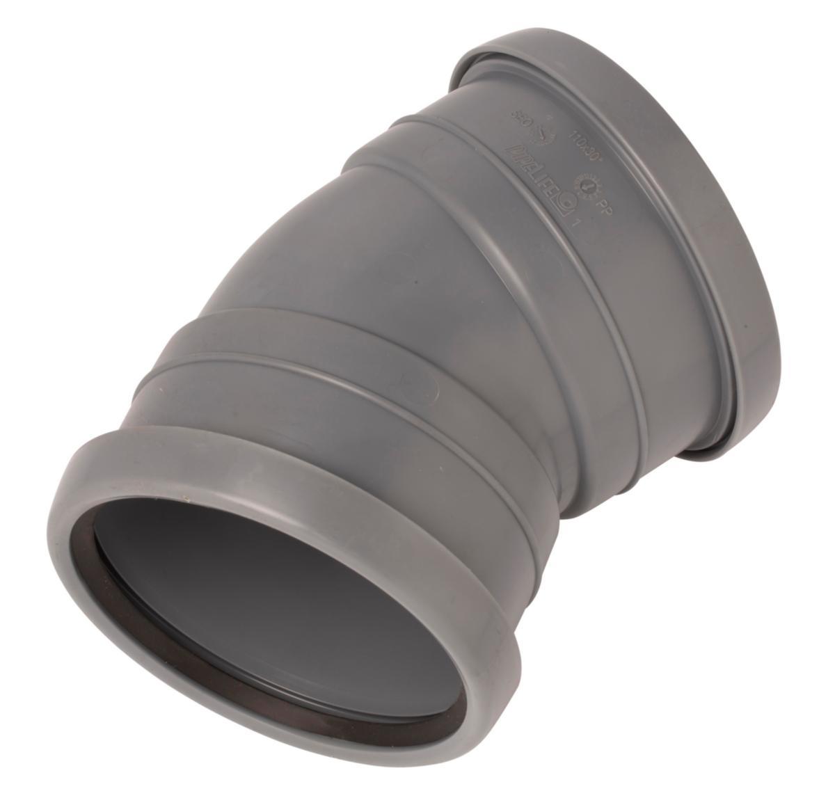 Böj med två muffar 30°, PP/HT, Nordic Pipelife - 110X30 GR BÖJ 2 MUFFAR NORDIC. PIPELIFE