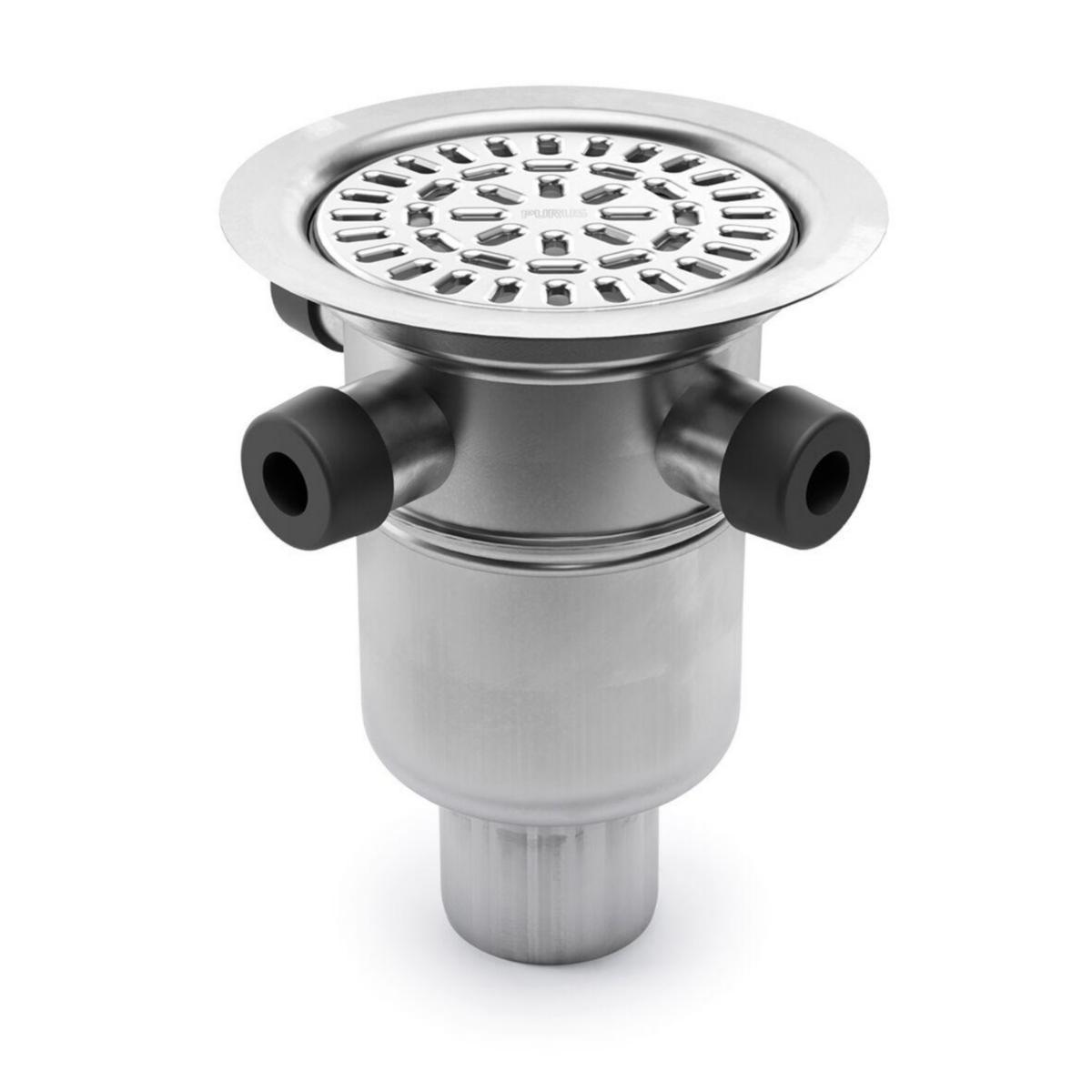 Golvbrunn Bladex 75 bottenutlopp och extra inlopp, Purus - BALDEX 75R GOLVBR B-UTL 150X75 RF 4 EXTR INL V-LÅS/SIL RF ST