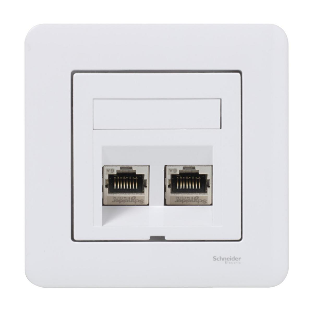Complete module socket Exxact 2xC6A STP, Schneider - MOD-PL EXX RAM 2XK6ASTP VI WH WDE002438 VINKLAD