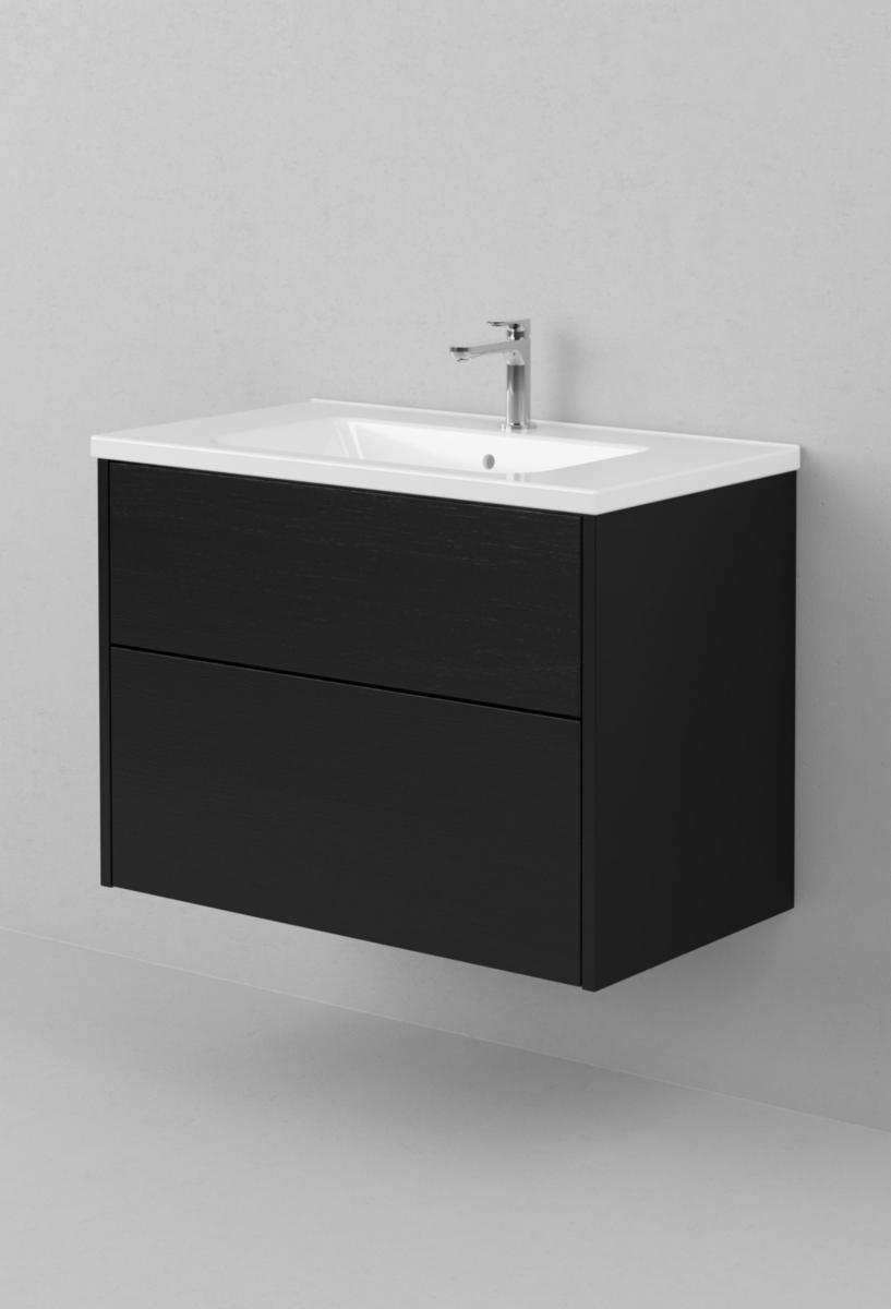 Tvättställsskåp GRAND SOLID 80, INR - INR KOMMOD GRAND SOLID 80 BLACK OAK, 2 LÅDOR