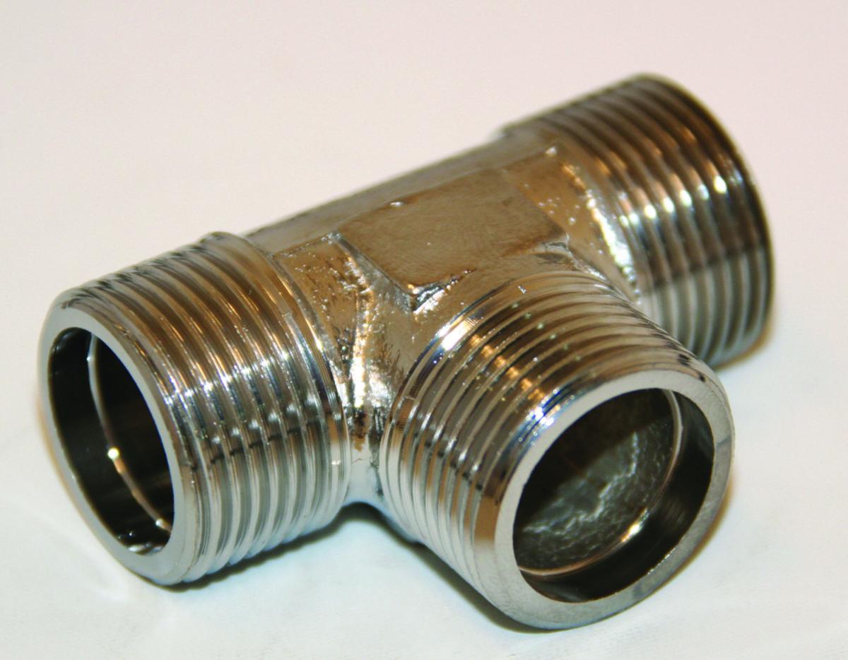 T-rör KRK, förkromad, utvändig gänga, Ezze - 15 EZZE-KRK-T-RÖR FKR UTV GG 