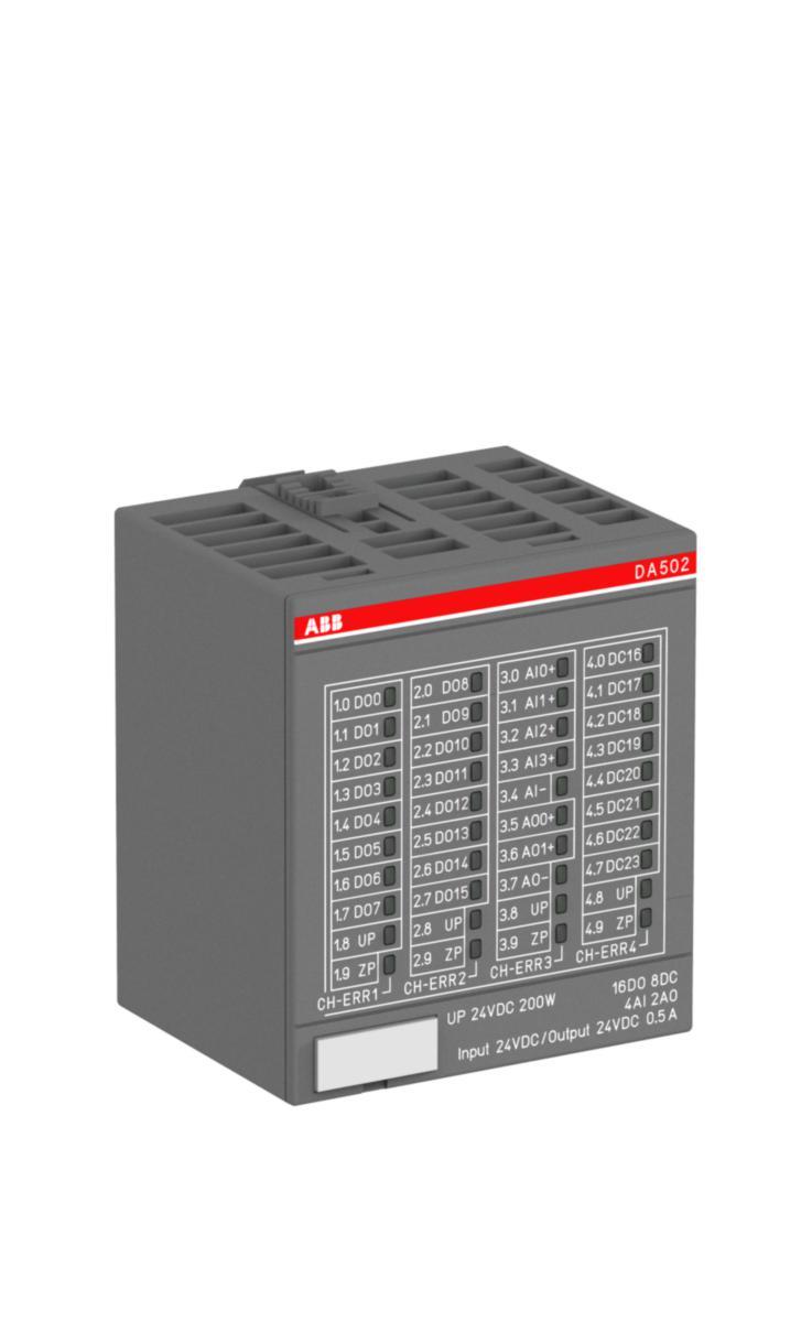 Digital/analog I/O-modul PLC AC500 - I/O,AI:4/AO:2/DO:16/DC:8 DA502