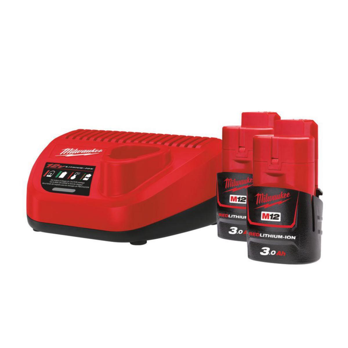 Battery kit Milwaukee M12 NRG-302 - BATTERY KIT MILWAUKEE M12 NRG-302 12V 2X3.0AH CHARGER