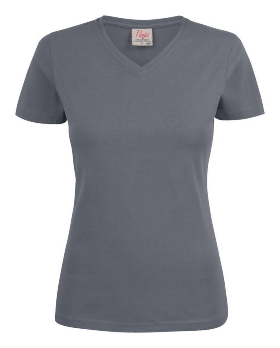 T-shirt Printer Heavy 2264025 Dam - T-SHIRT HEAVY V-NECK LADY STÅLGRÅ XXL