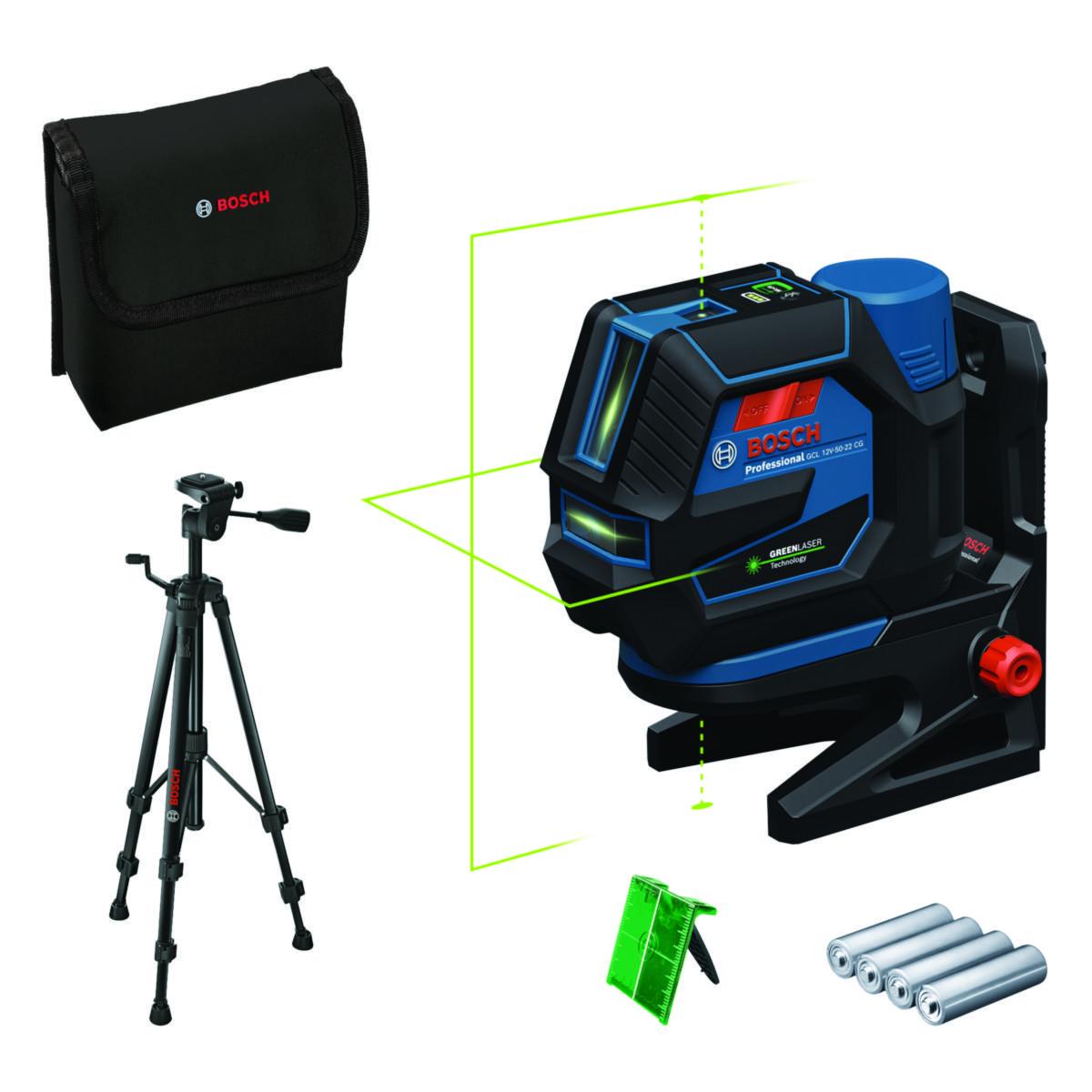 Kombilaser Bosch GCL 12V-50-22 CG m stativ - KOMBILASER BOSCH GCL 12V-50 22 CG/AA/BT GRÖN