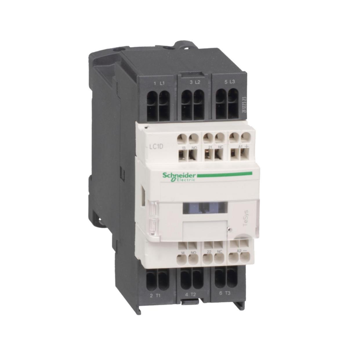 Kontaktor 9-38A LC1D, AC spole, bladfjäder - KONTAKTOR 9A 4KW 24VAC LC1D093B7