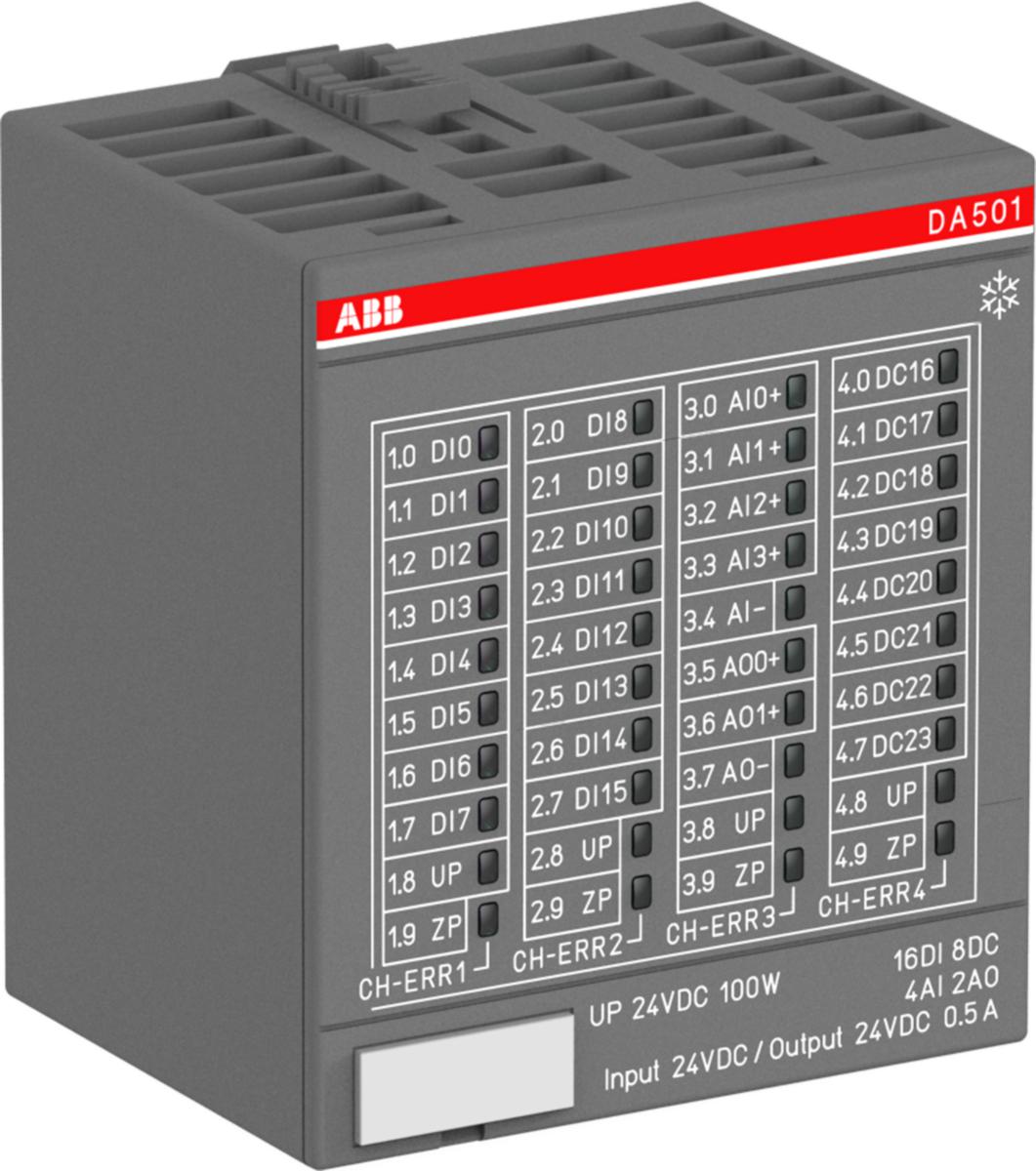 Digital/analog I/O-modul PLC AC500 - I/O-XC,AI:4/AO:2/DI:16/DC:8 DA501-XC