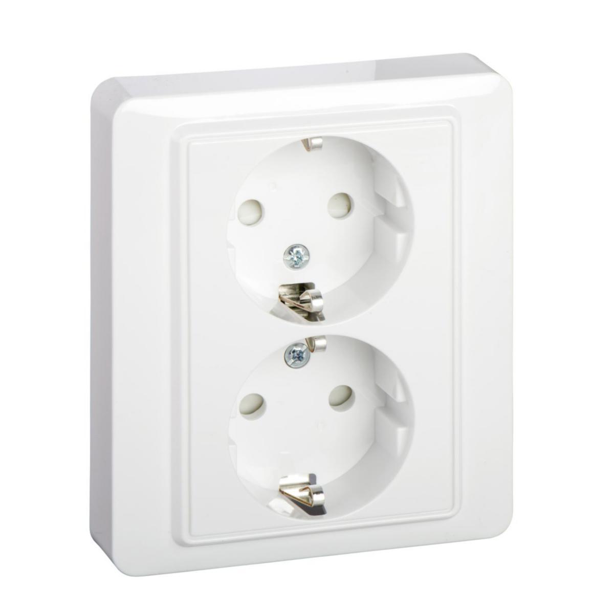 Wall socket 2-way Basic-design full cover - WALL SOCKET 2W G WH EXXACT BASIC