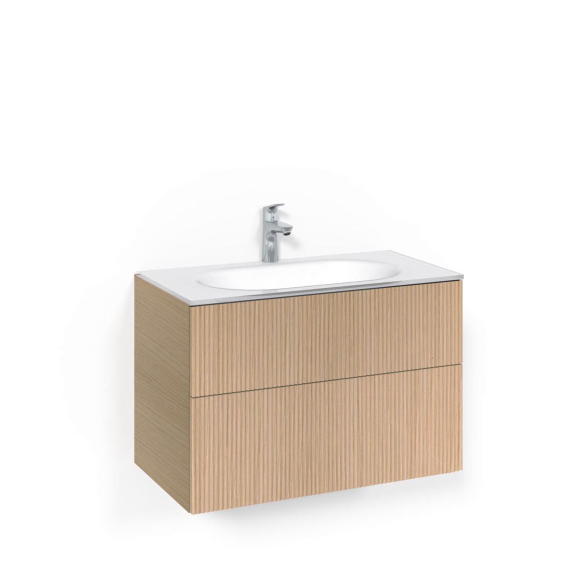 Tvättställsskåpspaket Crown Kommod 80x45 Ljus Ek, Macro - MACRO TVÄTTSTÄLLSSKÅPSPAKET CROWN KOM 80X45 LJ LI PO VIG