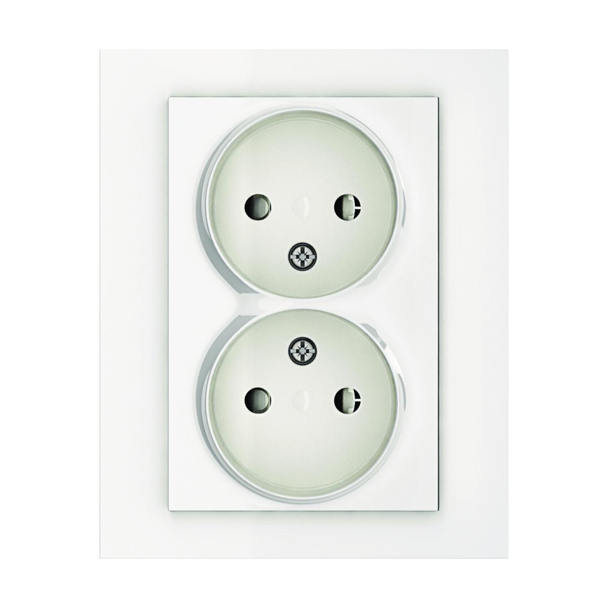 2-way wall socket for normal appliance box, ungrounded - SOCKET OUTLET DOUBL W/O PE WHT 5289