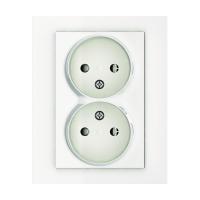 2-way wall socket for normal appliance box, ungrounded