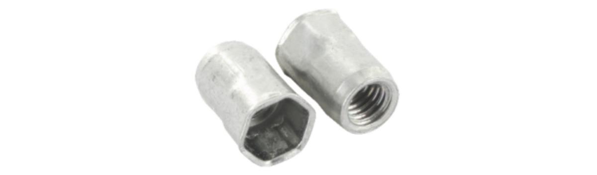 Blindnitmutter A2 HEX självförsänkande öppen - BINDNITMUTTER A2 HEX ÖPPEN SJÄLVFÖRSÄNKANDE M6 250ST