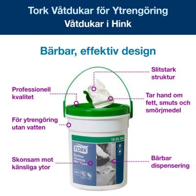 YTRENGÖRING TORK VÅTDUK HINK 58 DUKAR/WIPES/HINK