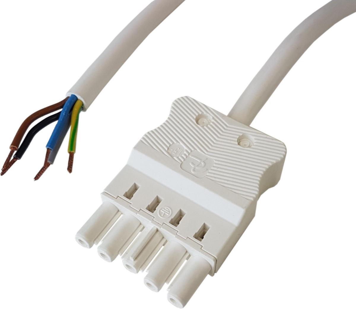 Anslutningskabel 5-polig 1,5mm² hona-fri DCA, vit - KABEL 5P 1,5MM² 4M HO-FRI HF V 14479