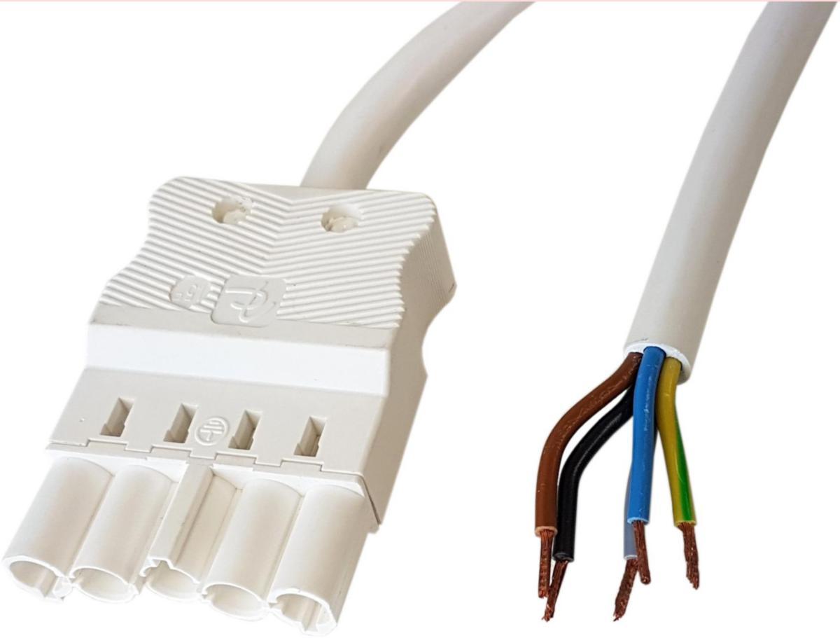 Anslutningskabel 5-polig 2,5mm² hane-fri DCA, vit - KABEL 5P 2,5MM² 4M HA-FRI HF V 17513